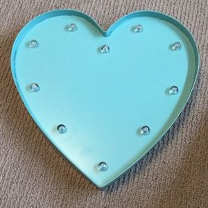 Turquoise heart hanging light.